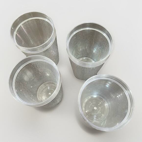 (4) 16 oz Double Wall Hammered Tumbler ThermoServ Cup Clear Acrylic Wide Mouth - Picture 2 of 4